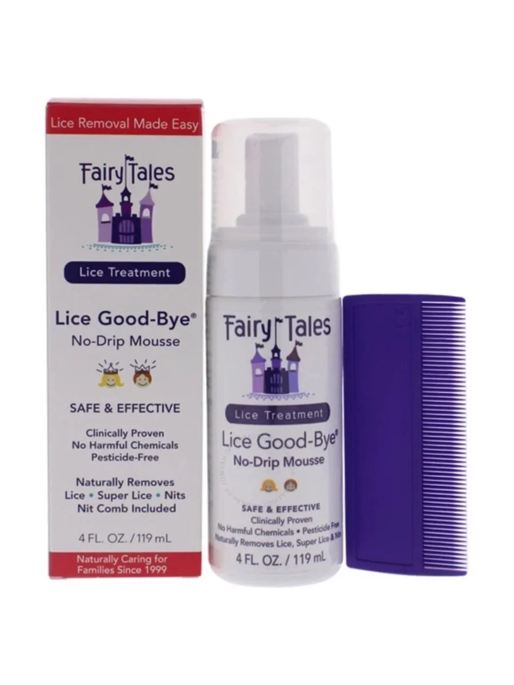 Fairy Tales Lice Good-Bye No-Drip Mousse 4 oz + Nit Comb NEW
